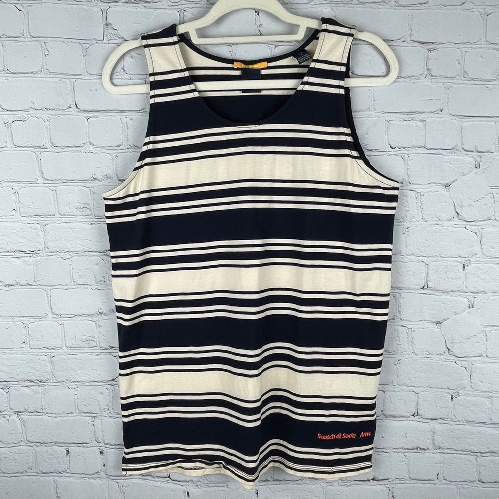 SCOTCH & SODA Amsterdam striped scoop neck Vacay Everyday cotton tank top size L - Picture 1 of 13